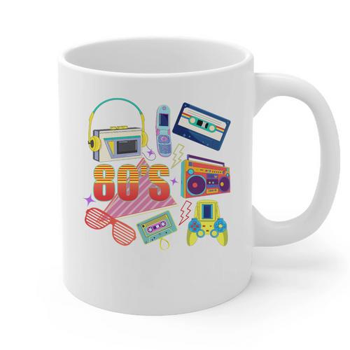 80's Vintage Cassette Tape Nostalgia Mixtape Era 1980s Retro Premium Tri-Blend Graphic Print Coffee Mug - Figerry