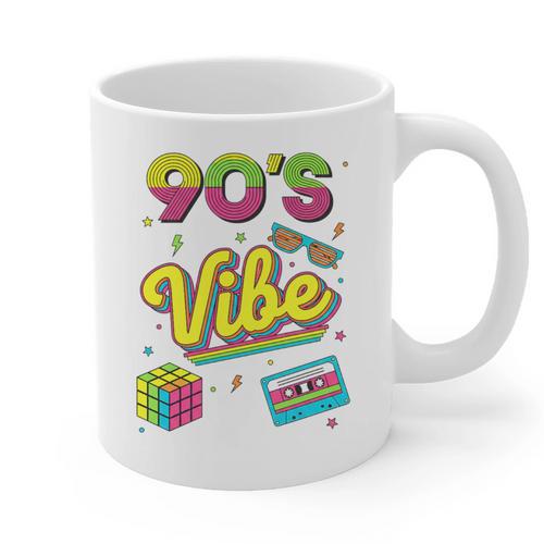 90s Nostalgia Retro Apparel 90'S Vibe Retro Premium Tri-Blend Graphic Print Coffee Mug - Figerry