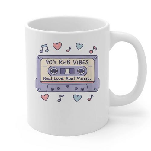 90s RNB Vibes Cassette – Retro Music Nostalgia RNB Cassette Graphic Print Coffee Mug - Figerry
