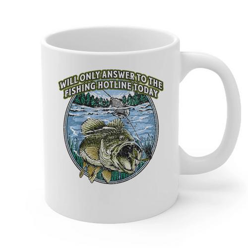 Answer To Fishing Hotline Introvert Humor Antisocial Raglan Baseball Tee Graphic Print Coffee Mug - Raresse