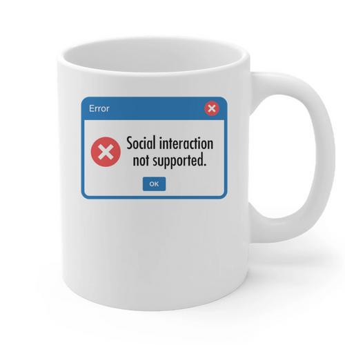 Anti Social Introvert Social Interaction Not Supported Graphic Print Coffee Mug - Raresse