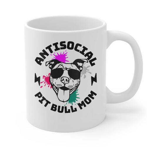Antisocial Pit Bull Mom Pittie Introvert Dog Lover Pit Bull Graphic Print Coffee Mug - Raresse
