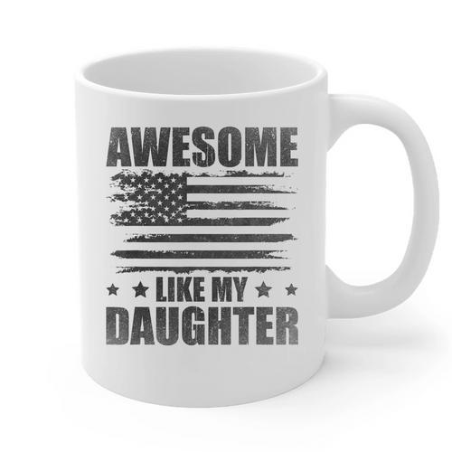 Awesome Like My Daughter Mom Dad American Flag Graphic Print Coffee Mug - Father's Day Fun