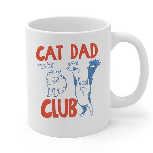 ON Back Cat Dad Club Life Is Better With Cats Father's Day Graphic Print Coffee Mug - Father's Day Fun