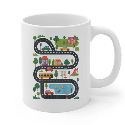 On Back Tired Dads Club Car Race Track On Dad Daddy Graphic Print Coffee Mug - Father's Day Fun