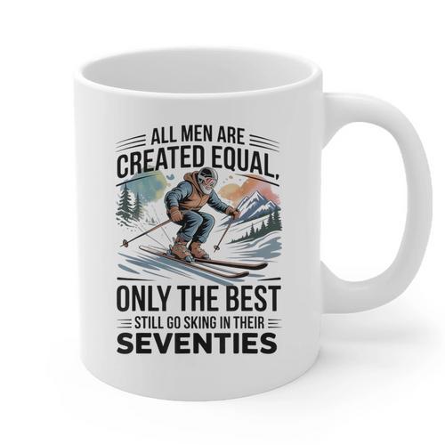Only The Best Still Go Skiing In Their Seventies Men Dad Graphic Print Coffee Mug - Father's Day Fun