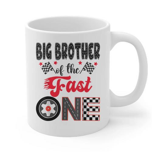 Big Brother Of The Fast One Car Racing Dad 1St Birthday Boy Graphic Print Coffee Mug - Father's Day Fun