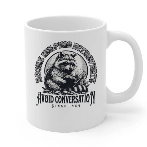 Books Helping Introvert Avoid Conversation Since 1454 Graphic Print Coffee Mug - Raresse