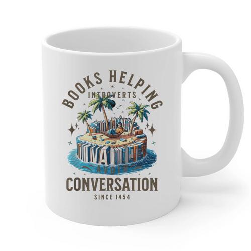 Books Helping Introvert Avoid Conversation Graphic Print Coffee Mug - Raresse