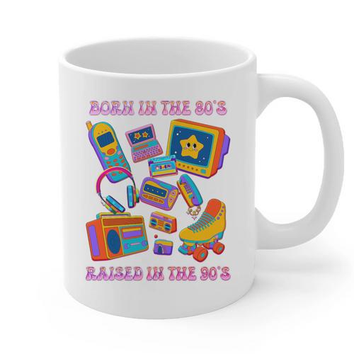Born In The 80s Raised In The 90s Nostalgia Retro Memories Premium Tri-Blend Graphic Print Coffee Mug - Figerry