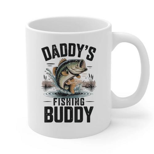 Boy Daddy Fishing Buddy Matching Fishing Bass Fishing Graphic Print Coffee Mug - Father's Day Fun