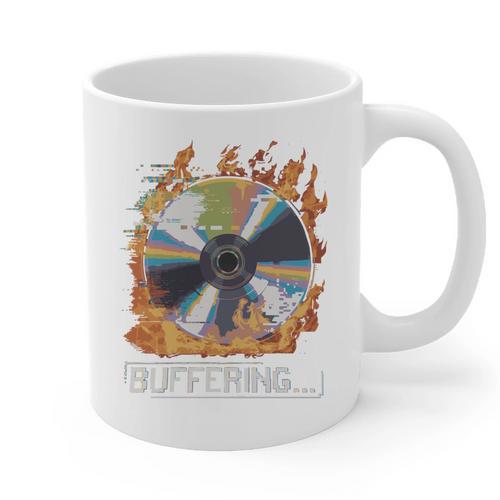 Buffering Glitched CD On Fire 2000s Nostalgia Graphic Print Coffee Mug - Figerry