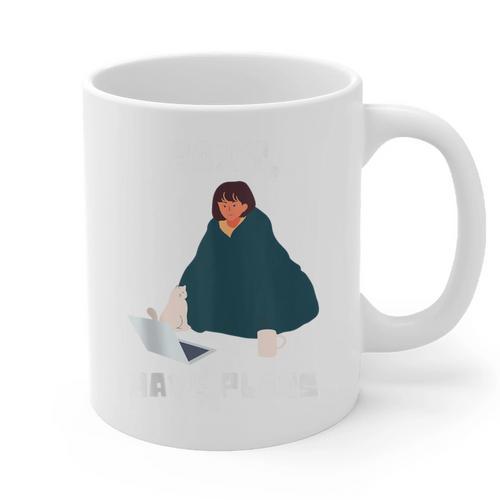 Can't Have Plans Introvert Staying Home Graphic Print Coffee Mug - Raresse