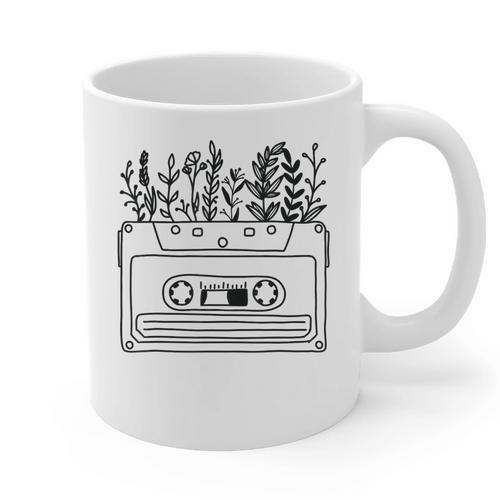 Cassette Tee 80s 90s Retro Party Costume Nostalgia Cassette Graphic Print Coffee Mug - Figerry