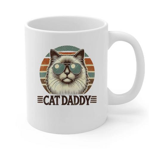 Cat Daddy Cool Ragdoll Cat Father's Day Retro Cat Dad Graphic Print Coffee Mug - Father's Day Fun