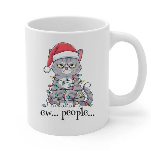 Cat Ew People Adult Humor Introvert Anti-Social Graphic Print Coffee Mug - Raresse