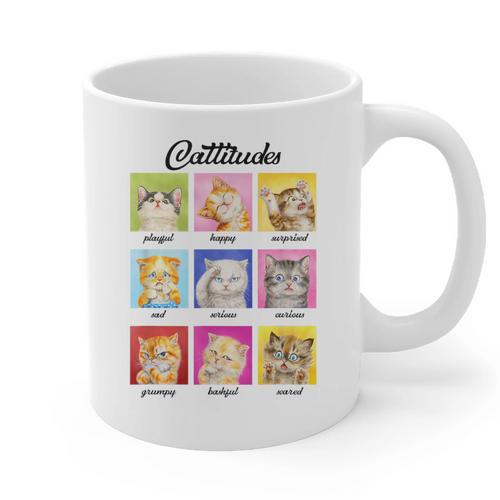 Cat Lover Cat Mom Cat Dad Crazy Cat Lady Cattitudes Graphic Print Coffee Mug - Father's Day Fun