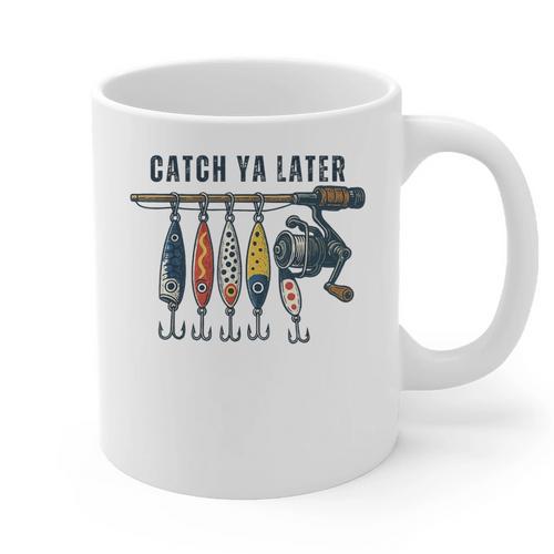 Catch Ya Later Vintage Fishing Lures Outdoor Dad Son Graphic Print Coffee Mug - Father's Day Fun