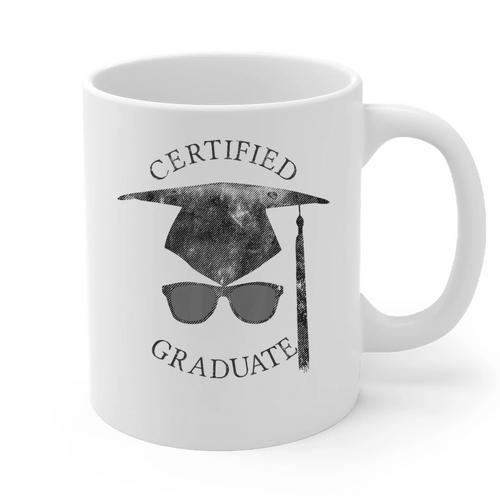Certified Graduate Vintage Mortarboard Graduation Graphic Print Coffee Mug - Best Gift Smart