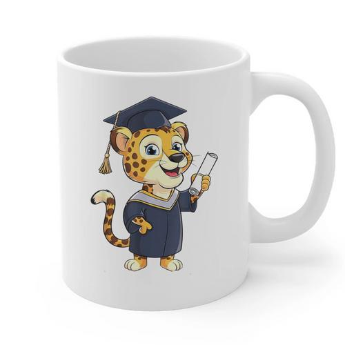 Cheetah Graduation Cute Kindergarten Elementary High School Graphic Print Coffee Mug - Best Gift Smart