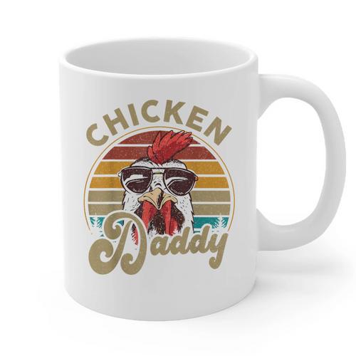 Chicken-Shirt Rooster Daddy Vintage Farmer Dad Father Graphic Print Coffee Mug - Father's Day Fun