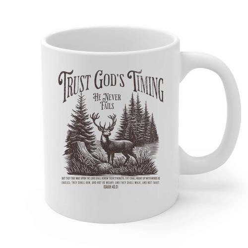 Christian Jesus Bible Verse Deer Elk Buck Hunting Dad Hunter Graphic Print Coffee Mug - Father's Day Fun