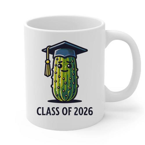 Class Of 2026 Graduation Pickle Trendy Graduate Humor Graphic Print Coffee Mug - Best Gift Smart