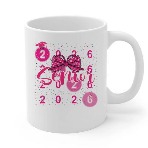 Class Of 2026 Senior Coquette Pink Bow Graduation Family Premium Tri-Blend Graphic Print Coffee Mug - Best Gift Smart