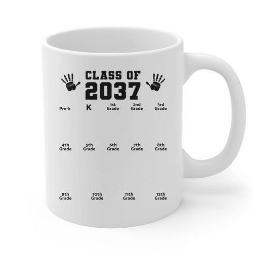 Class Of 2037 Handprint Grow With Me Pre-k Graduation Graphic Print Coffee Mug - Best Gift Smart