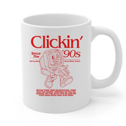 Clickin' Since The 90s Retro Computer Nostalgia Graphic Print Coffee Mug - Figerry