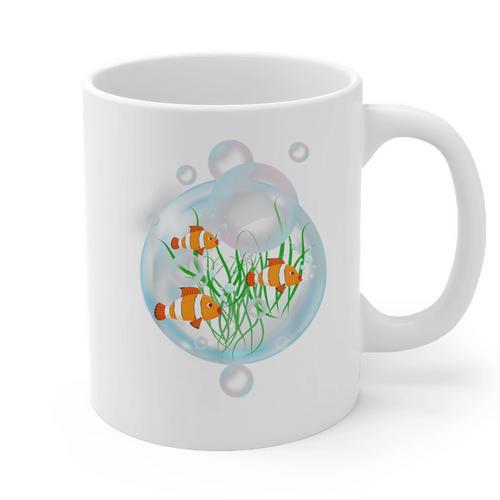 Clownfish Anemonefish Bubbles Water Frutiger Aero Y2K Style Graphic Print Coffee Mug - Figerry