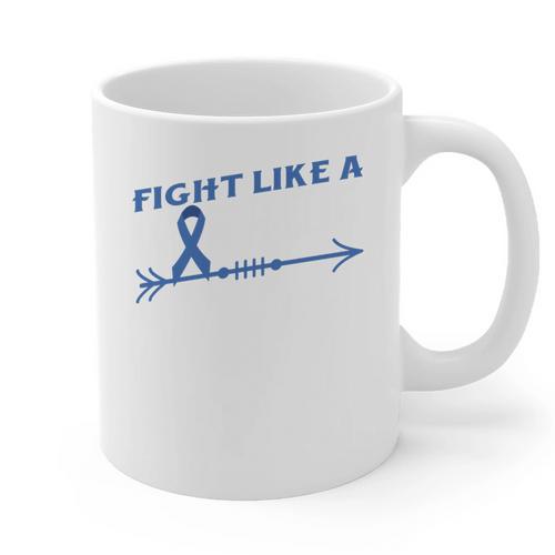 Colon Cancer Awareness Month Memory Loss Blue Ribbon Graphic Print Coffee Mug - Easessy