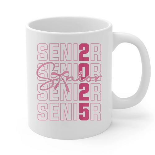 Cute Girls Women Class 2025 Graduation Senior Coquette Bow Graphic Print Coffee Mug - Best Gift Smart