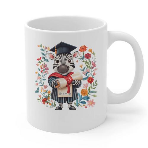 Cute Graduation Zebra Holding Diploma T Shirt Graphic Print Coffee Mug - Best Gift Smart