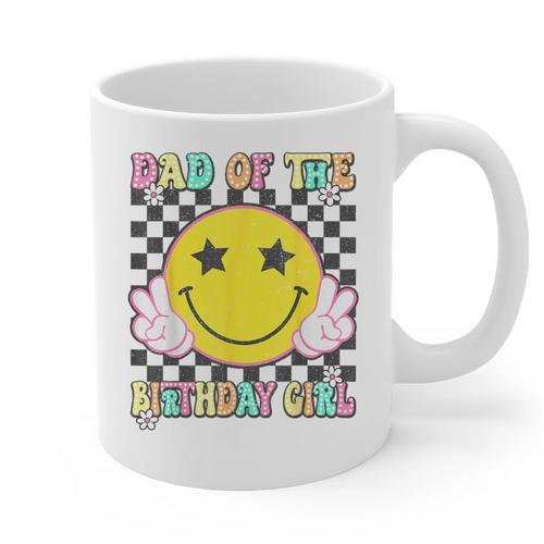 Dad Of The Birthday Girl Retro Family Matching Party Bday Graphic Print Coffee Mug - Father's Day Fun