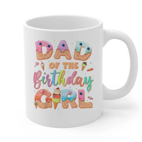 Dad Of The Birthday Ice Cream Family Matching Party Graphic Print Coffee Mug - Father's Day Fun