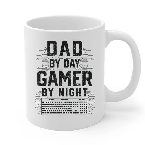 Dad By Day Gamer By Night Father's Day Gaming Graphic Print Coffee Mug - Father's Day Fun