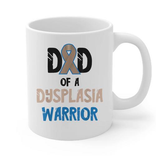 Dad Of A Hip Dysplasia Warrior Beige Blue Hip Dysplasia Graphic Print Coffee Mug - Father's Day Fun