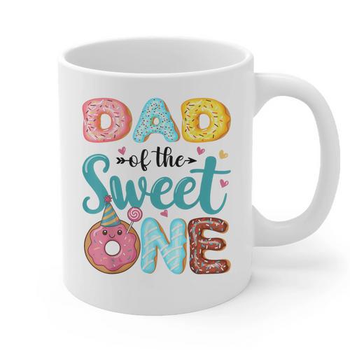 Dad Of The Sweet One 1st Birthday Girl Donut Party Graphic Print Coffee Mug - Father's Day Fun