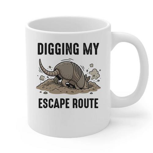 Digging My Escape Route Armadillo Introvert Humor Graphic Print Coffee Mug - Raresse