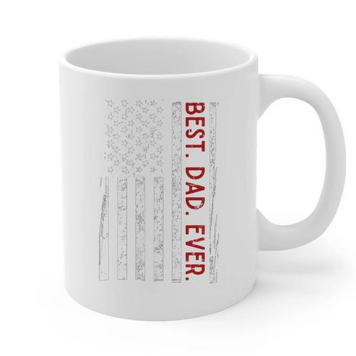Distressed US American Flag Father Shirt Best Dad Ever Graphic Print Coffee Mug - Father's Day Fun