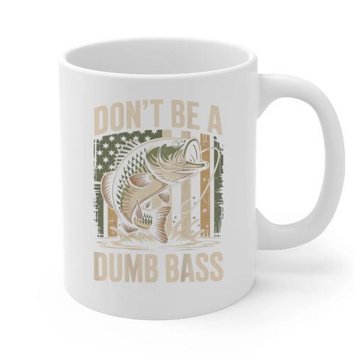 Don't Be A Dumb Bass Fish Camo American Flag Dad Jokes Graphic Print Coffee Mug - Father's Day Fun