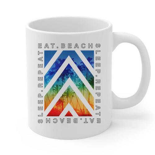 Eat Beach Sleep Repeat Summer Vacation Graduation Tees Men Women Kids Graphic Print Coffee Mug - Best Gift Smart
