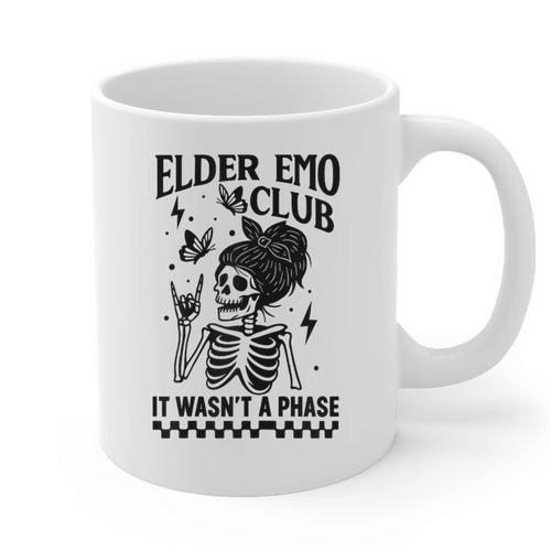 Elder Emo Club Skeleton Nostalgia It Wasn't a Phase Mom Graphic Print Coffee Mug - Figerry