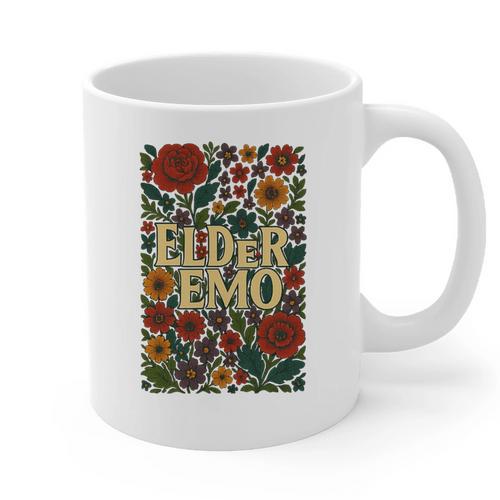 Elder Emo Floral Gothic Vintage Nostalgia Premium Tri-Blend Graphic Print Coffee Mug - Figerry