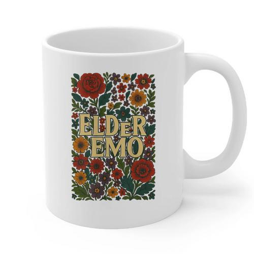 Elder Emo Floral Gothic Vintage Nostalgia Graphic Print Coffee Mug - Figerry