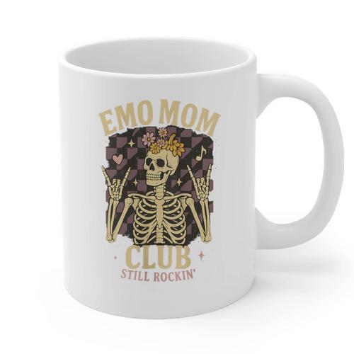 Emo Mom Club Still Rockin Skeleton Nostalgia Women Mother Graphic Print Coffee Mug - Figerry