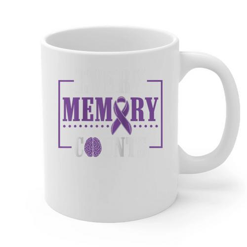 Every Memory Counts Alzheimer's Awareness Dementia Raglan Baseball Tee Graphic Print Coffee Mug - Easessy