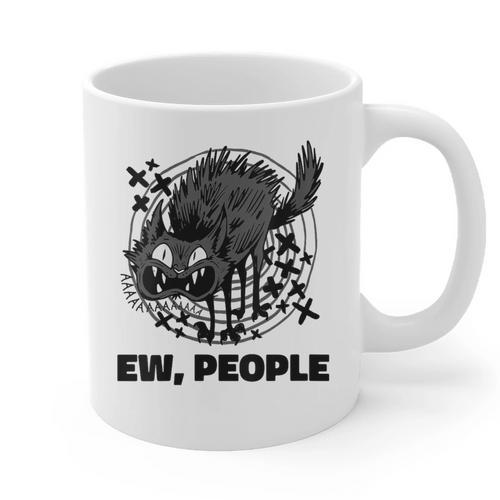 Ew People Introvert Cat Lover Crazy Cats Lady Graphic Print Coffee Mug - Raresse