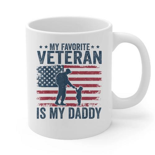 Father Veterans Day My Favorite Veteran Is My Daddy For Kids Graphic Print Coffee Mug - Father's Day Fun